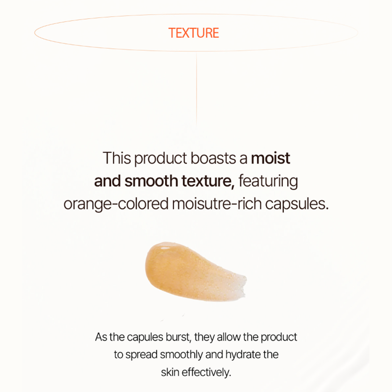 Texture of the INTENSIVE REPAIR DAILY SUN SERUM by IDENEL, showcasing orange moisture-rich capsules for hydration.