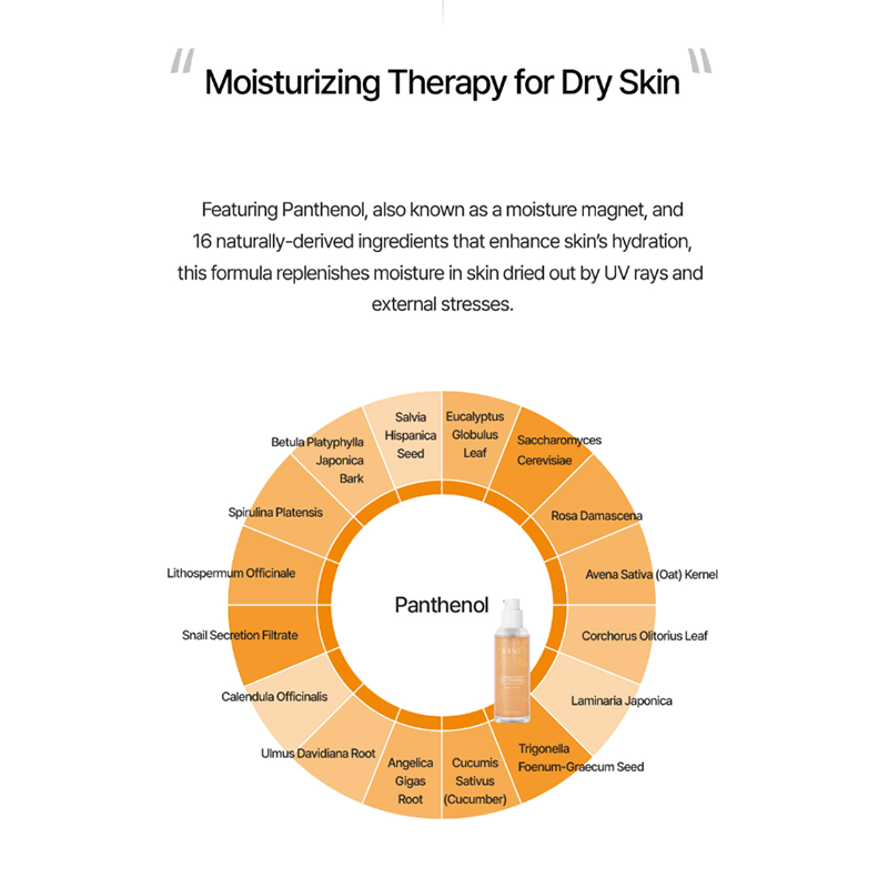 Moisturizing Therapy for Dry Skin with Panthenol and 16 natural ingredients to hydrate and protect skin from UV stress.